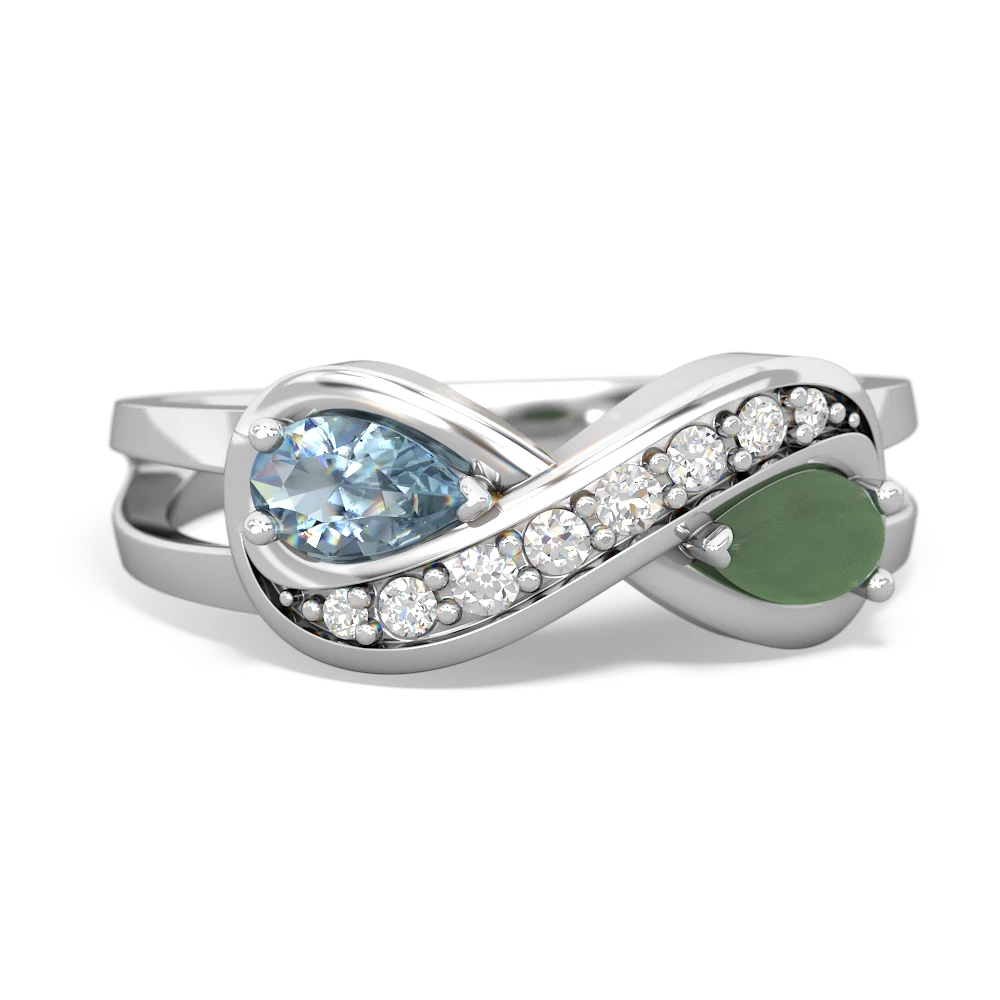 Aquamarine Diamond Infinity 14K White Gold ring R5390