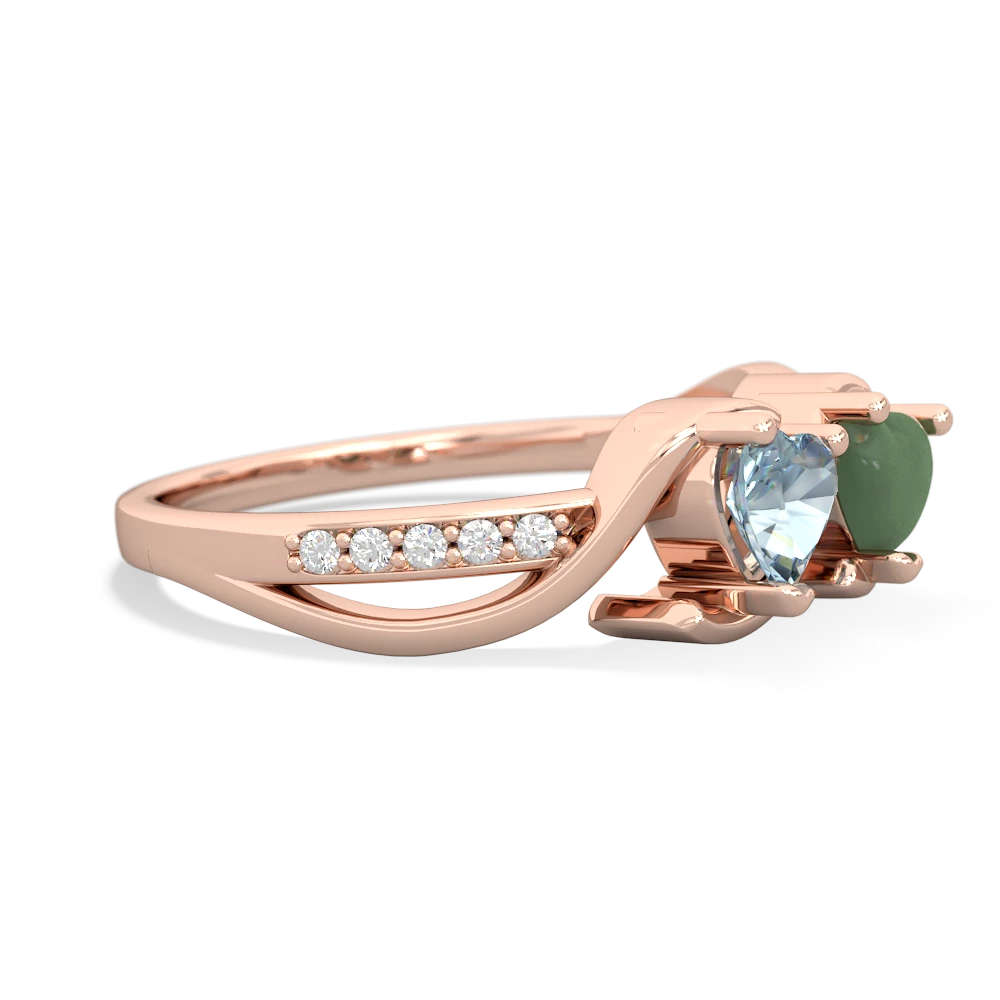 Aquamarine Side By Side 14K Rose Gold ring R3090