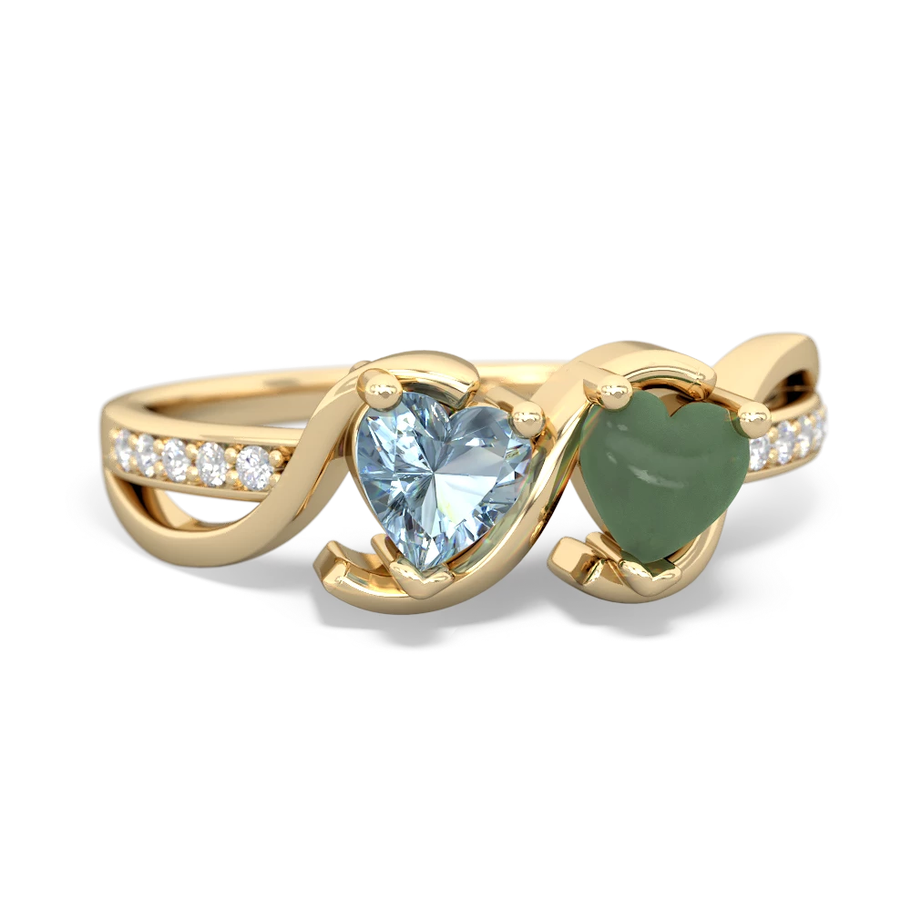 Aquamarine Side By Side 14K Yellow Gold ring R3090