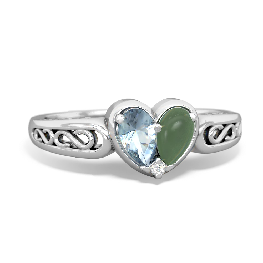 Aquamarine Filligree 'One Heart' 14K White Gold ring R5070