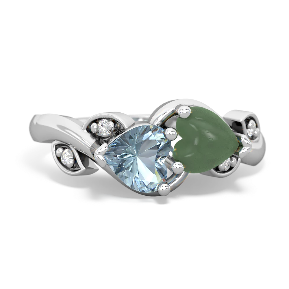 Aquamarine Floral Elegance 14K White Gold ring R5790