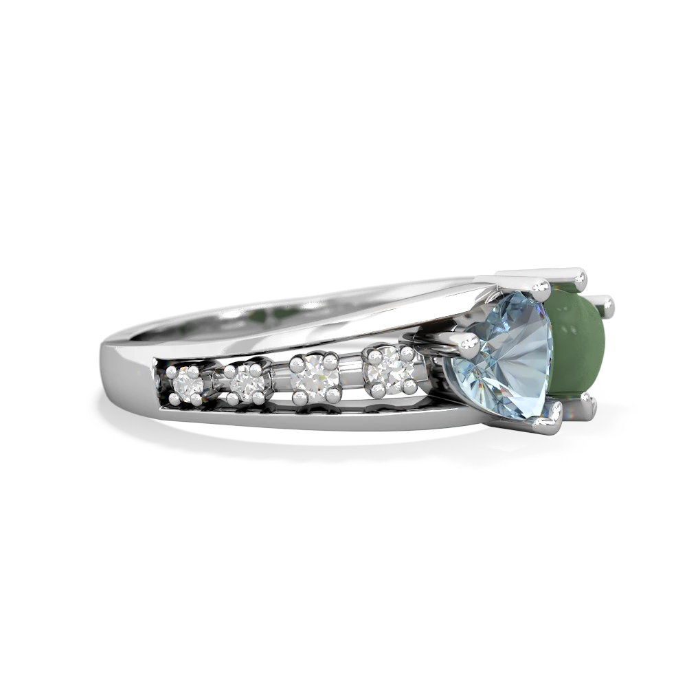 Aquamarine Heart To Heart 14K White Gold ring R3342