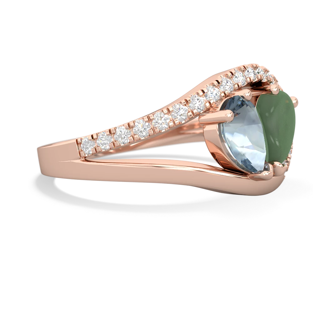 Aquamarine Nestled Heart Keepsake 14K Rose Gold ring R5650