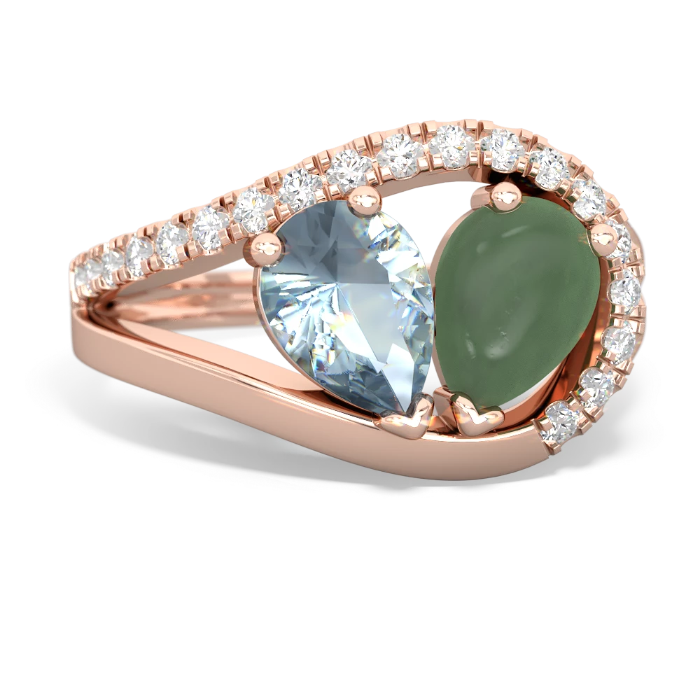 Aquamarine Nestled Heart Keepsake 14K Rose Gold ring R5650