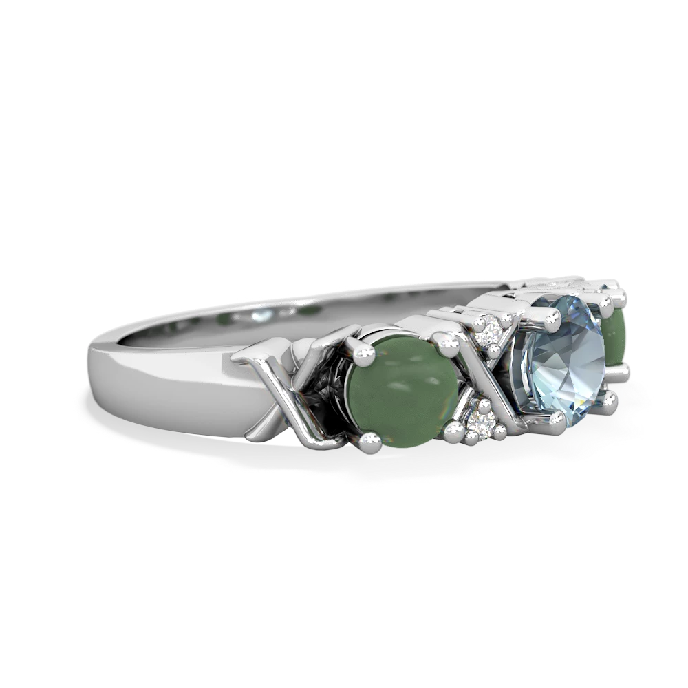 Aquamarine Hugs And Kisses 14K White Gold ring R5016