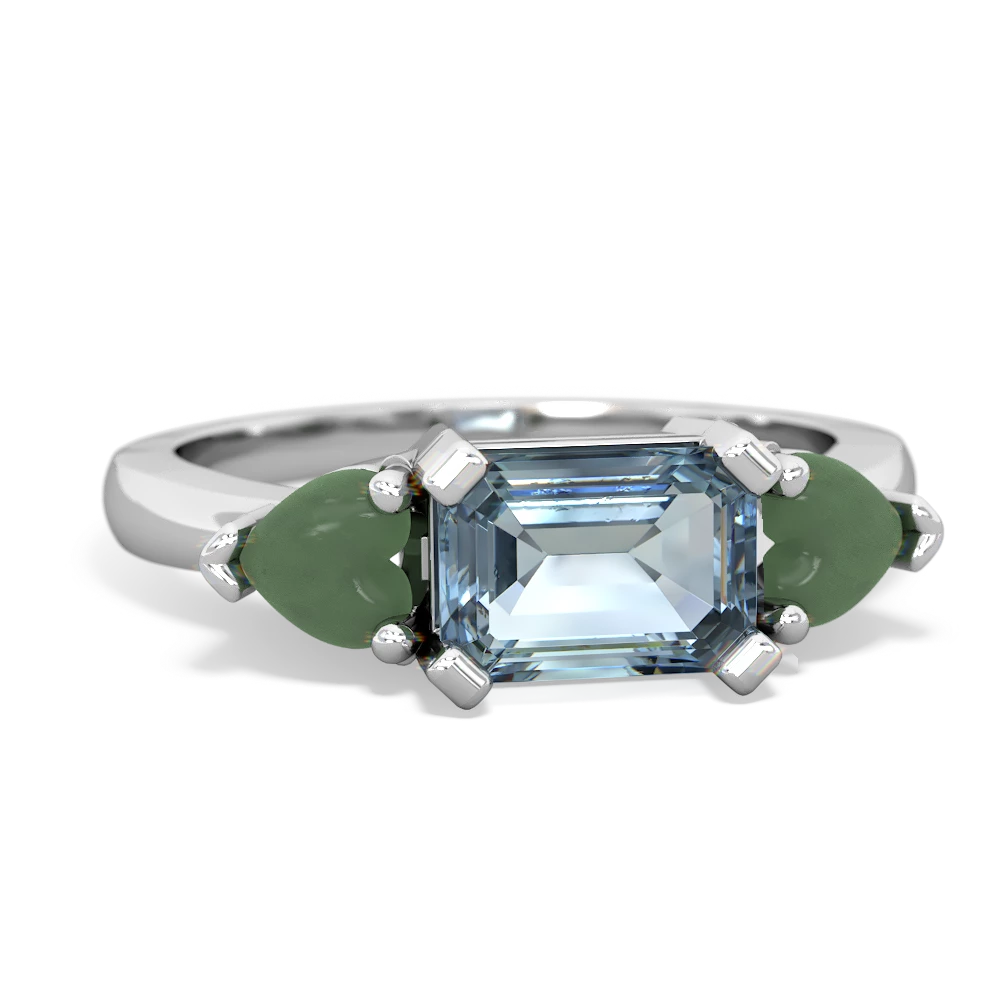 Aquamarine Three Stone 14K White Gold ring R5235