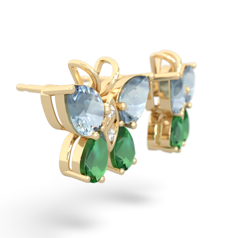 Aquamarine Butterfly 14K Yellow Gold earrings E2215