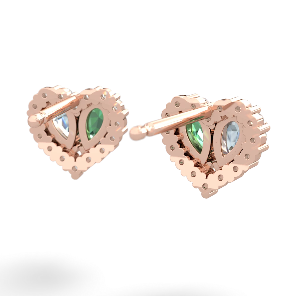 Aquamarine Halo 14K Rose Gold earrings E7008
