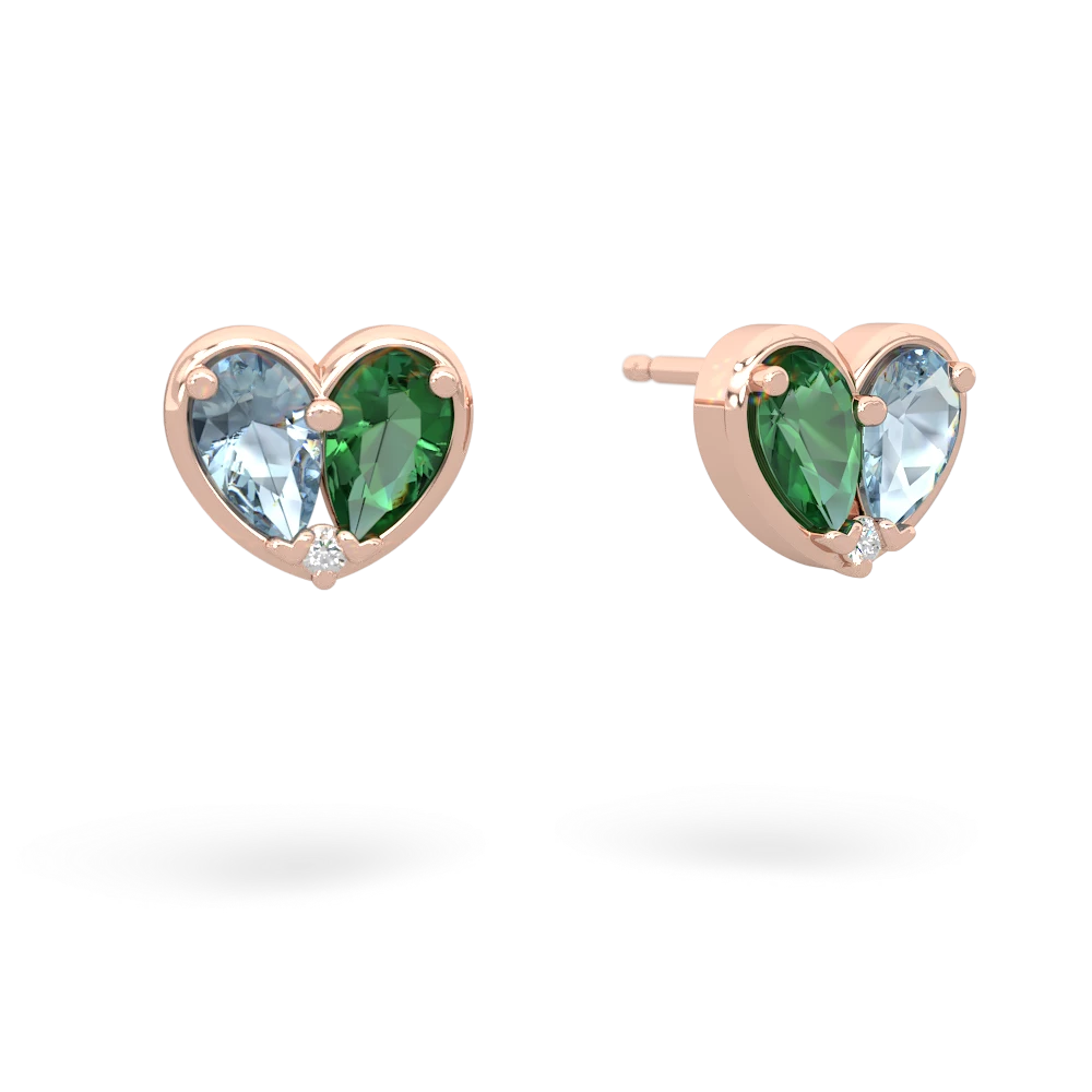 Aquamarine 'Our Heart' 14K Rose Gold earrings E5072