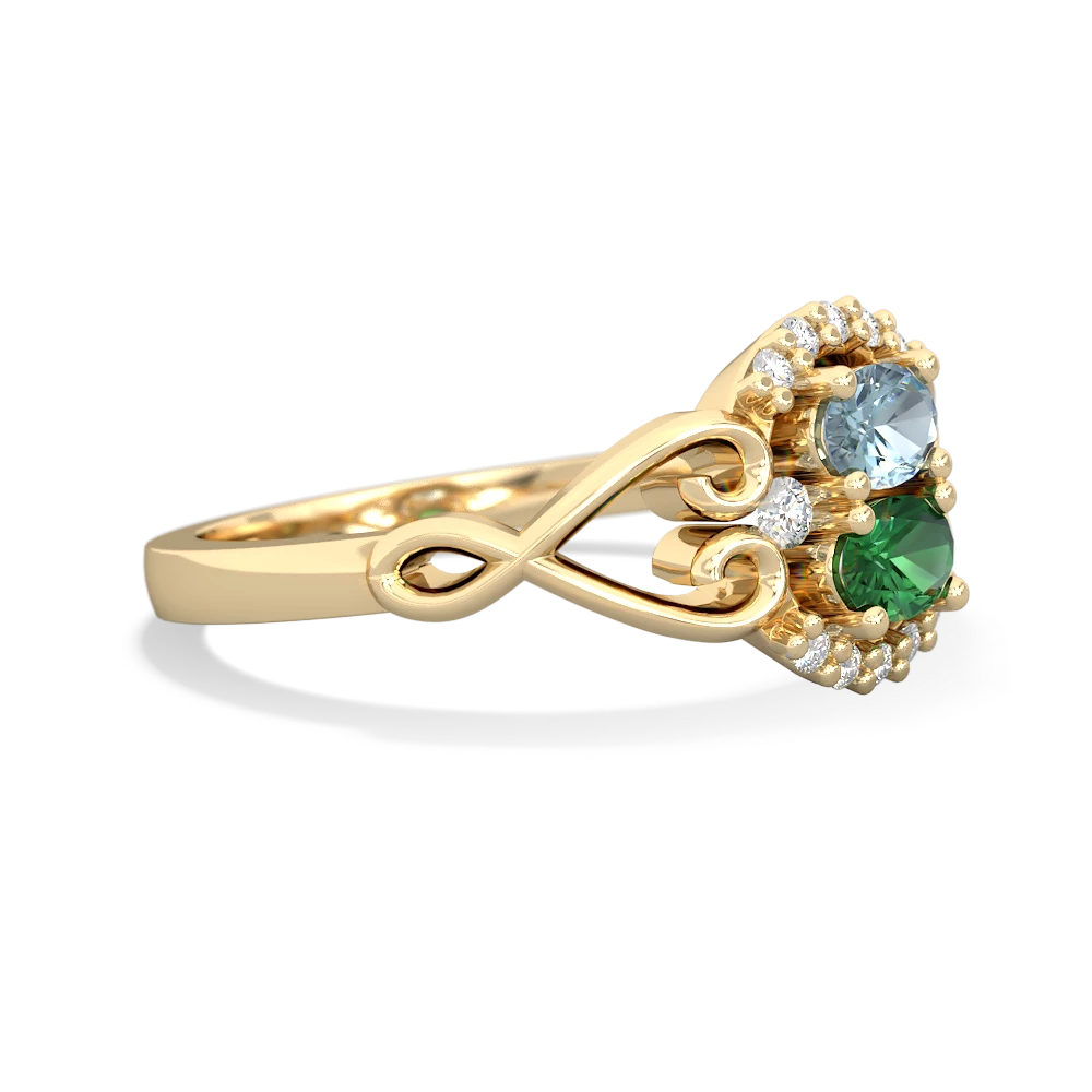 Aquamarine Love Nest 14K Yellow Gold ring R5860