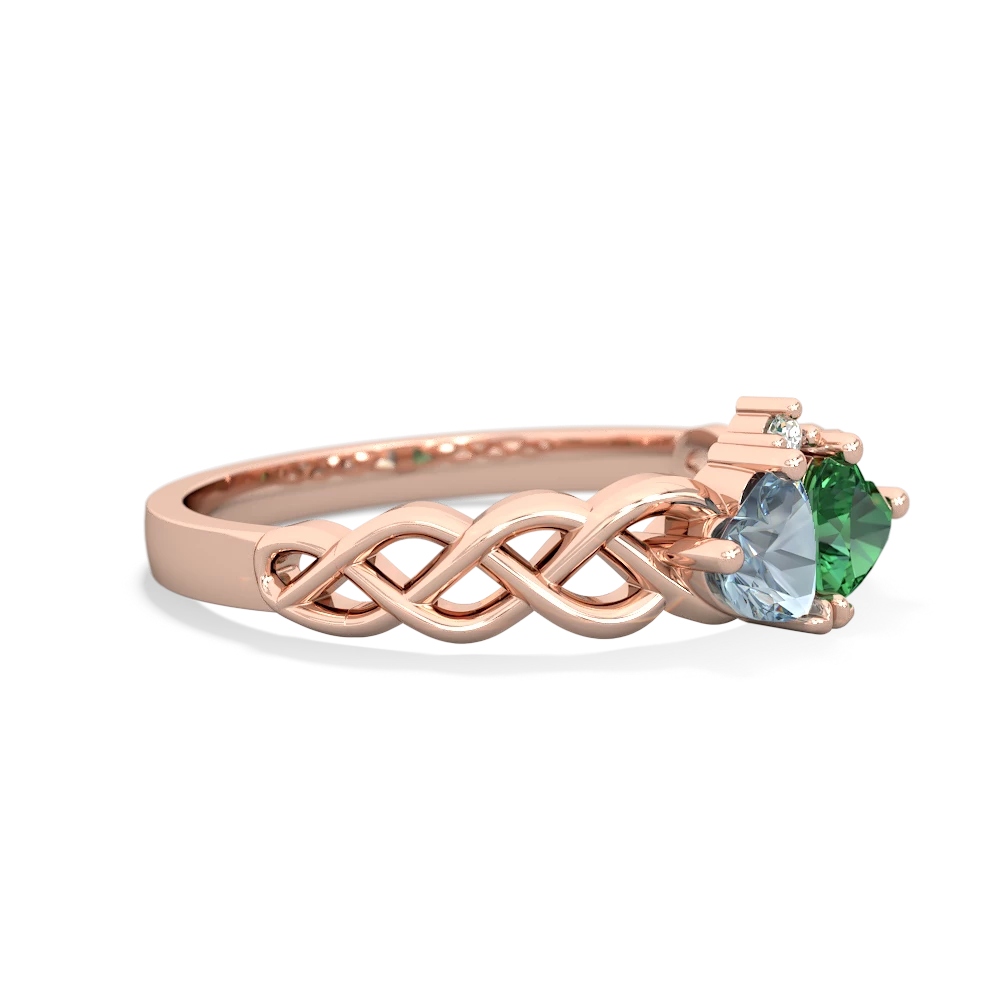 Aquamarine Heart To Heart Braid 14K Rose Gold ring R5870