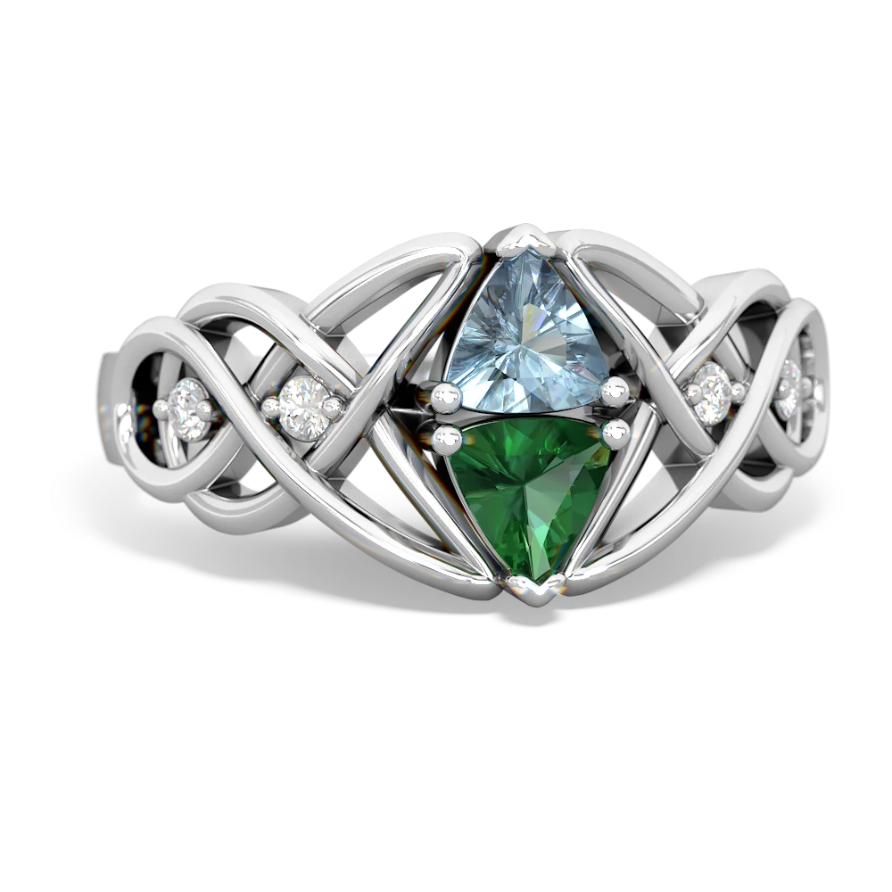 Aquamarine Keepsake Celtic Knot 14K White Gold ring R5300