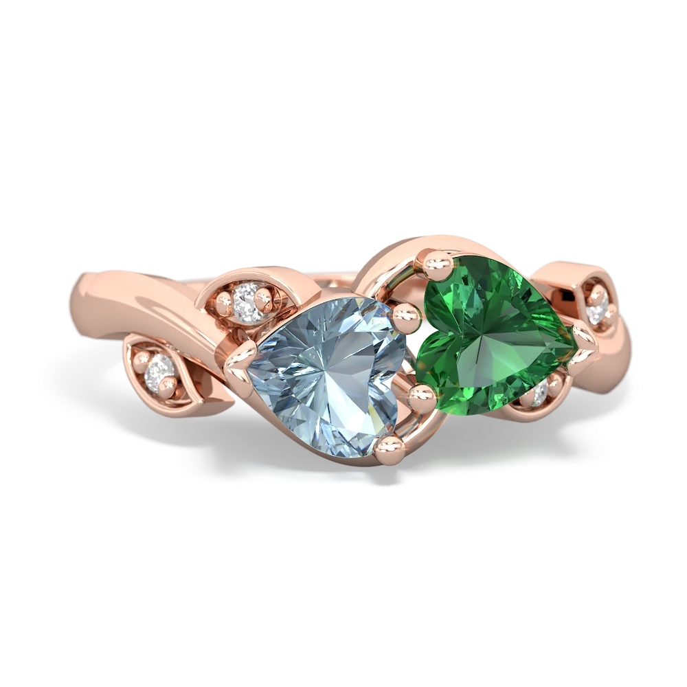 Aquamarine Floral Elegance 14K Rose Gold ring R5790