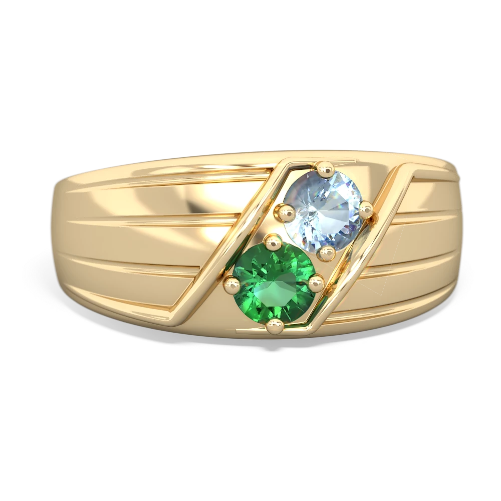 Aquamarine Men's Streamline 14K Yellow Gold ring R0460