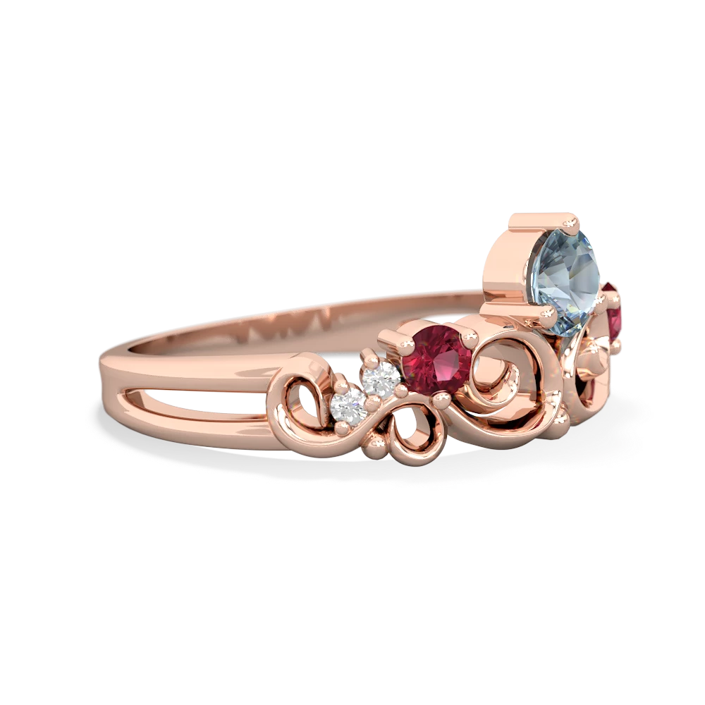 Aquamarine Crown Keepsake 14K Rose Gold ring R5740