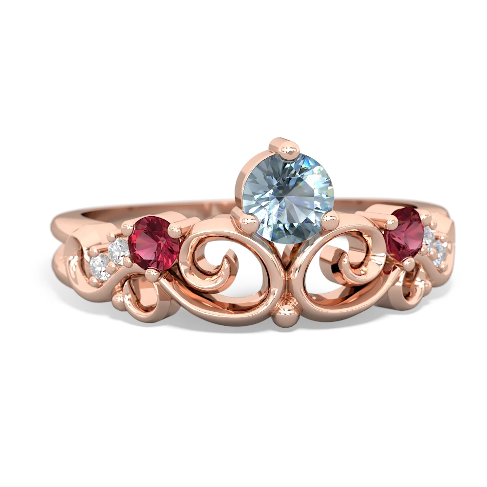 Aquamarine Crown Keepsake 14K Rose Gold ring R5740