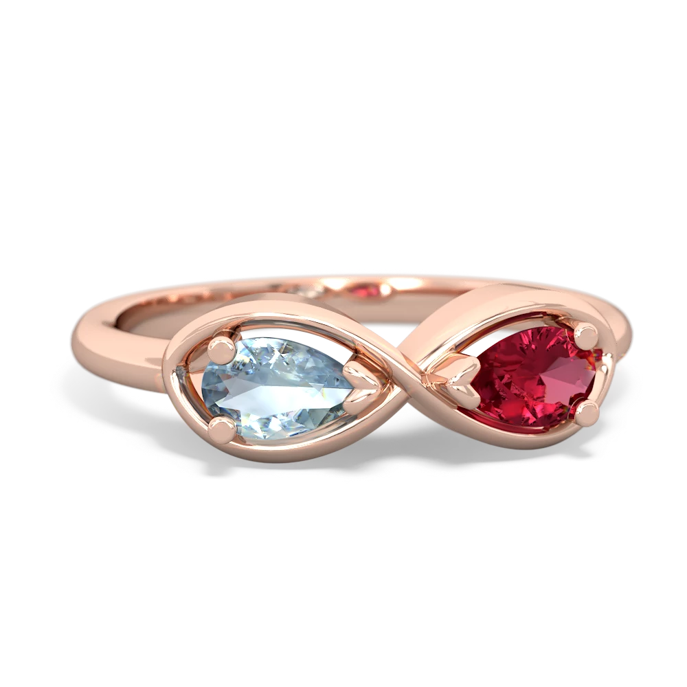 Aquamarine Infinity 14K Rose Gold ring R5050