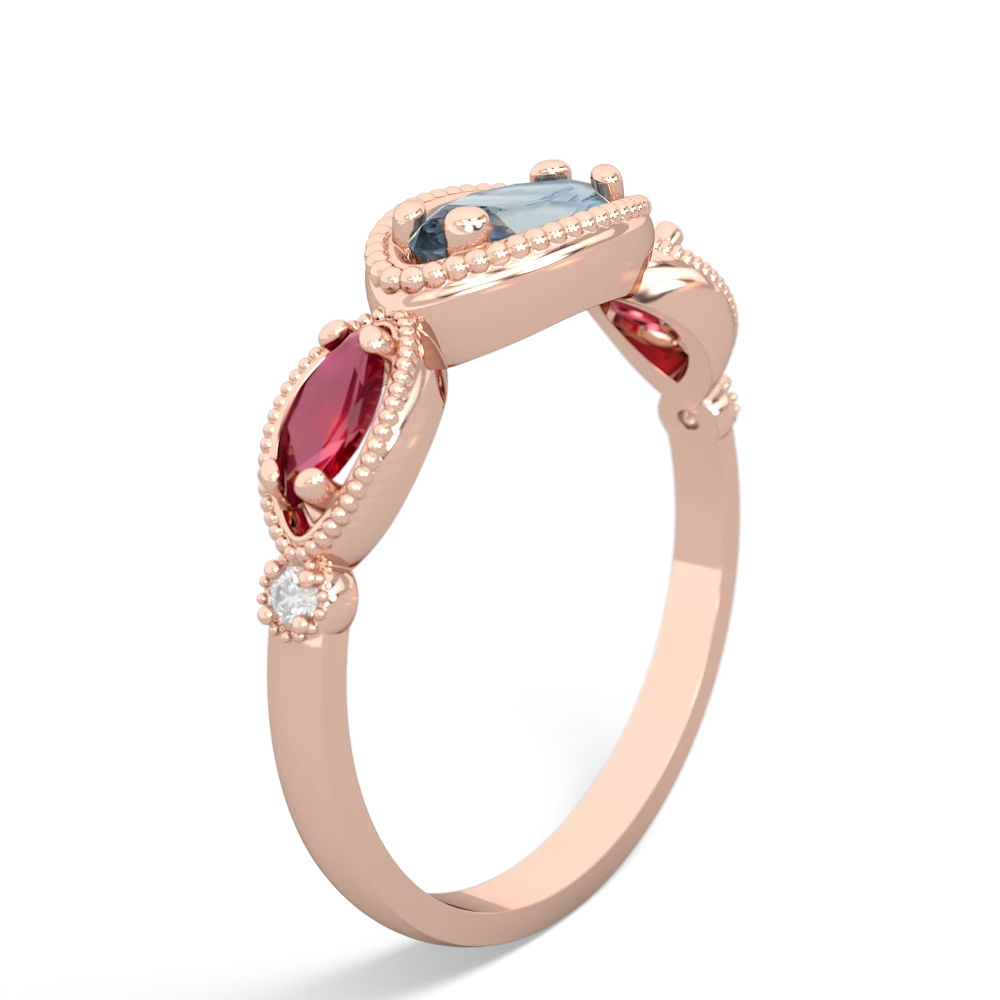 Aquamarine Milgrain Marquise 14K Rose Gold ring R5700