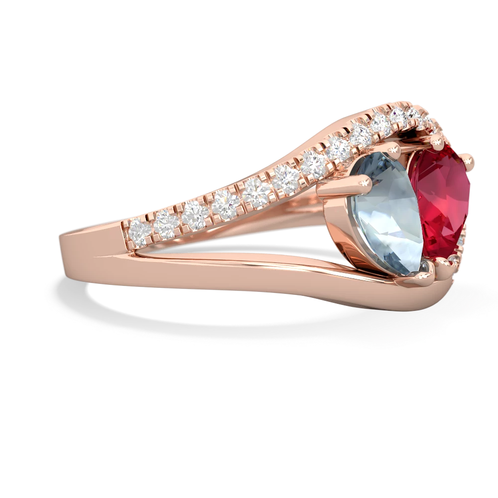 Aquamarine Nestled Heart Keepsake 14K Rose Gold ring R5650