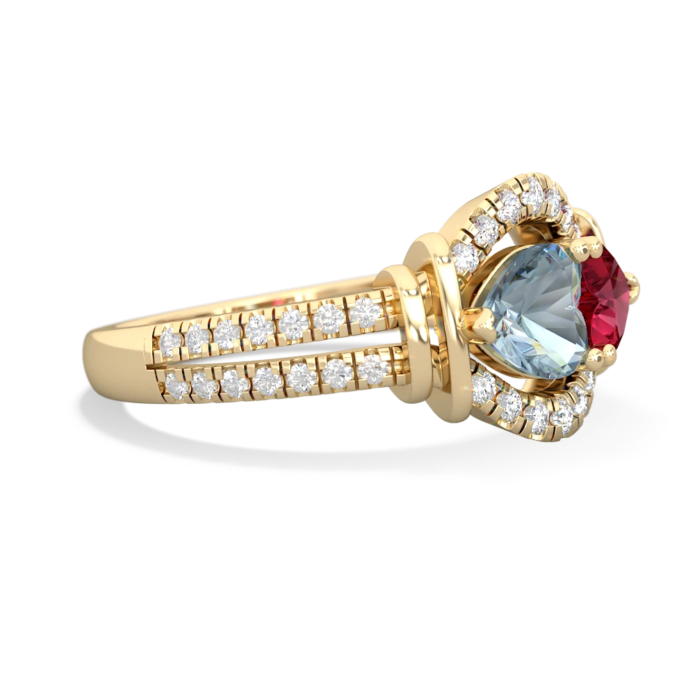 Aquamarine Art-Deco Keepsake 14K Yellow Gold ring R5630