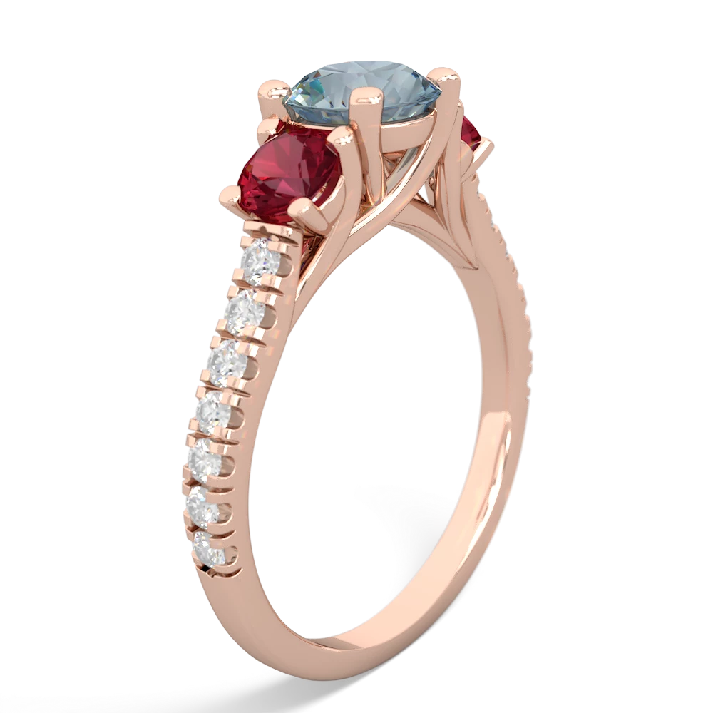 Aquamarine Pave Trellis 14K Rose Gold ring R5500