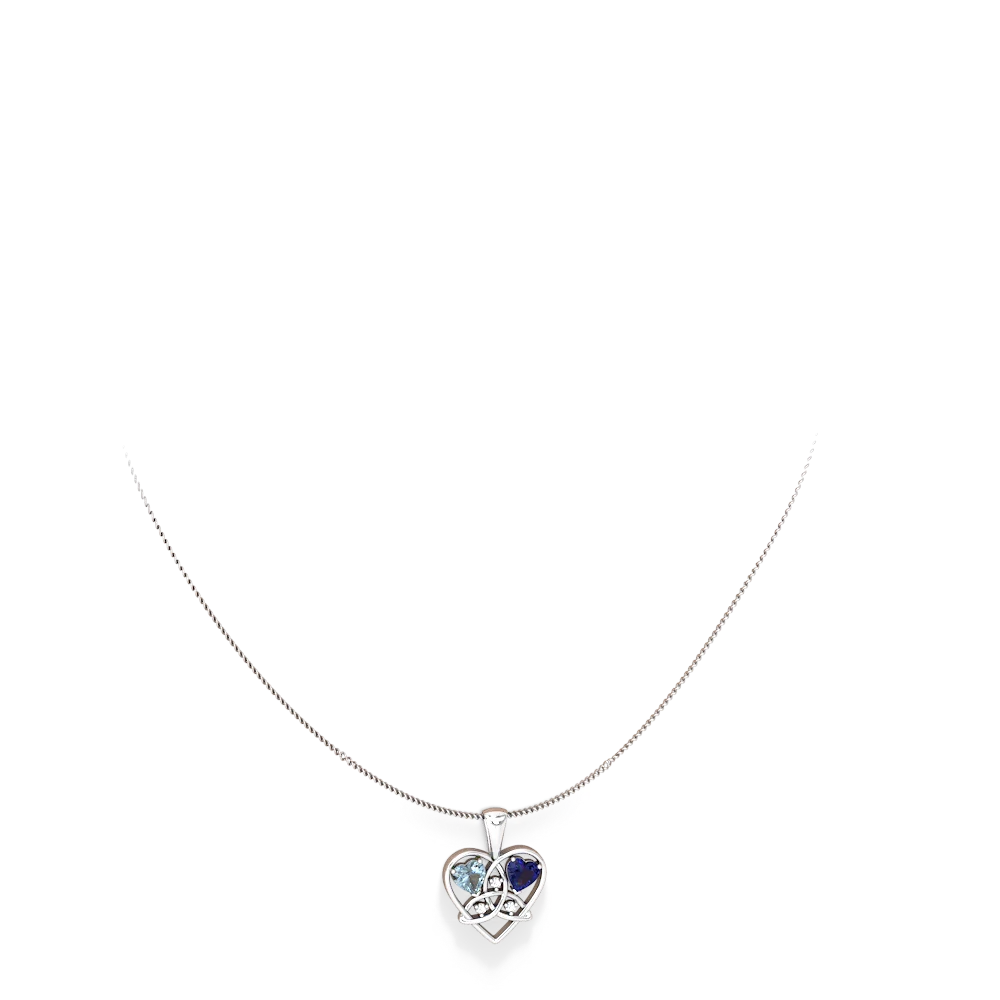 Aquamarine Celtic Trinity Heart 14K White Gold pendant P5331