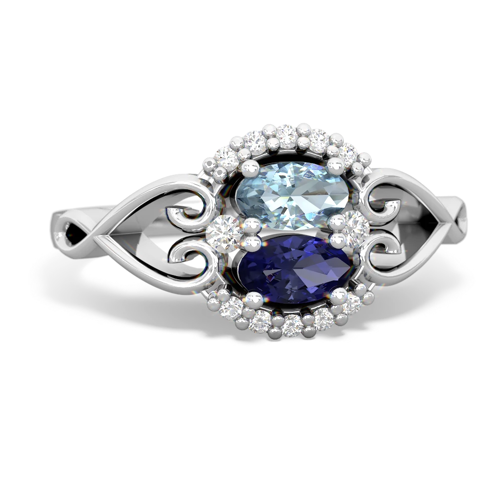 Aquamarine Love Nest 14K White Gold ring R5860