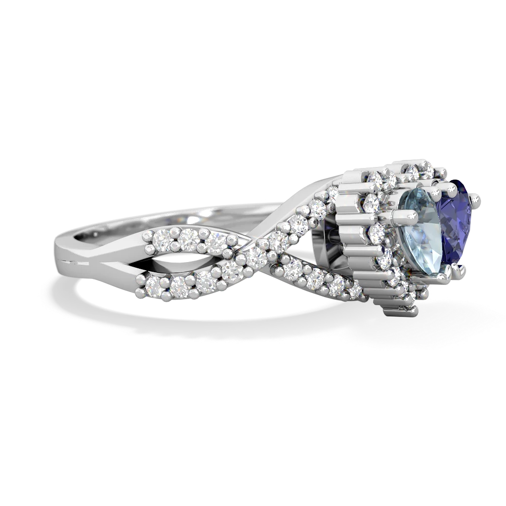 Aquamarine Diamond Twist 'One Heart' 14K White Gold ring R2640HRT