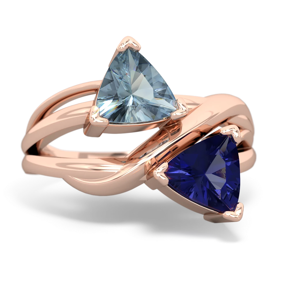 Aquamarine Split Band Swirl 14K Rose Gold ring R2341