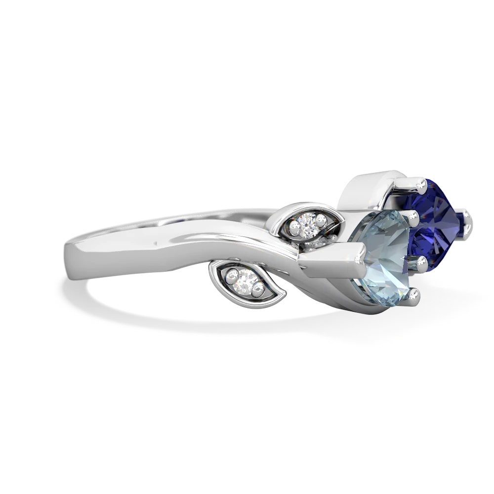 Aquamarine Floral Elegance 14K White Gold ring R5790