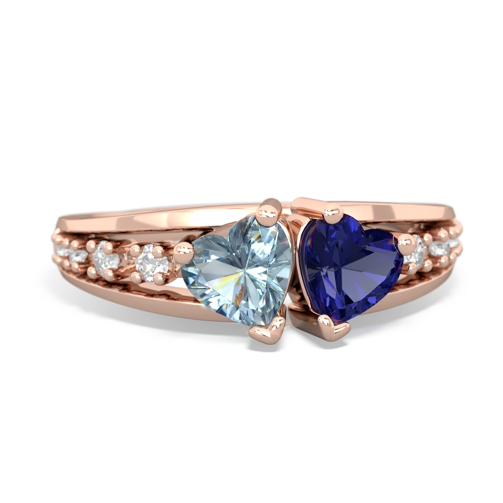 Aquamarine Heart To Heart 14K Rose Gold ring R3342