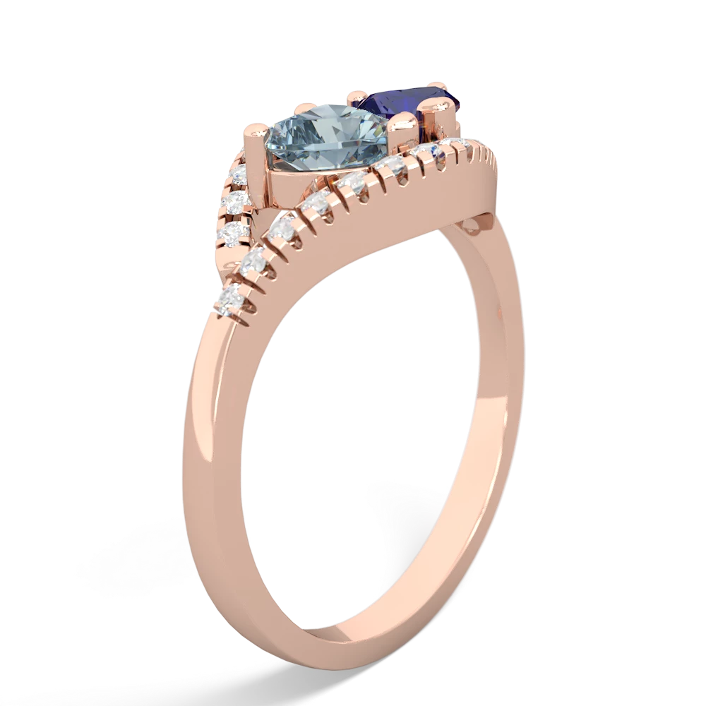 Aquamarine Mother And Child 14K Rose Gold ring R3010