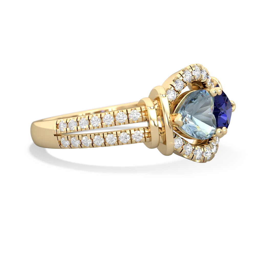 Aquamarine Art-Deco Keepsake 14K Yellow Gold ring R5630