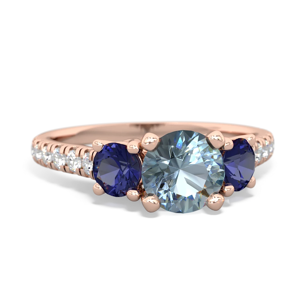 Aquamarine Pave Trellis 14K Rose Gold ring R5500