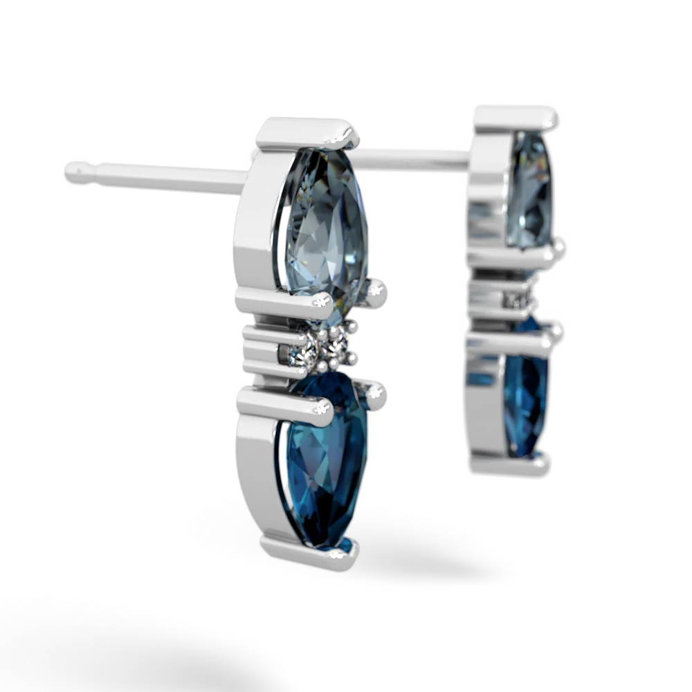 Aquamarine Bowtie Drop 14K White Gold earrings E0865