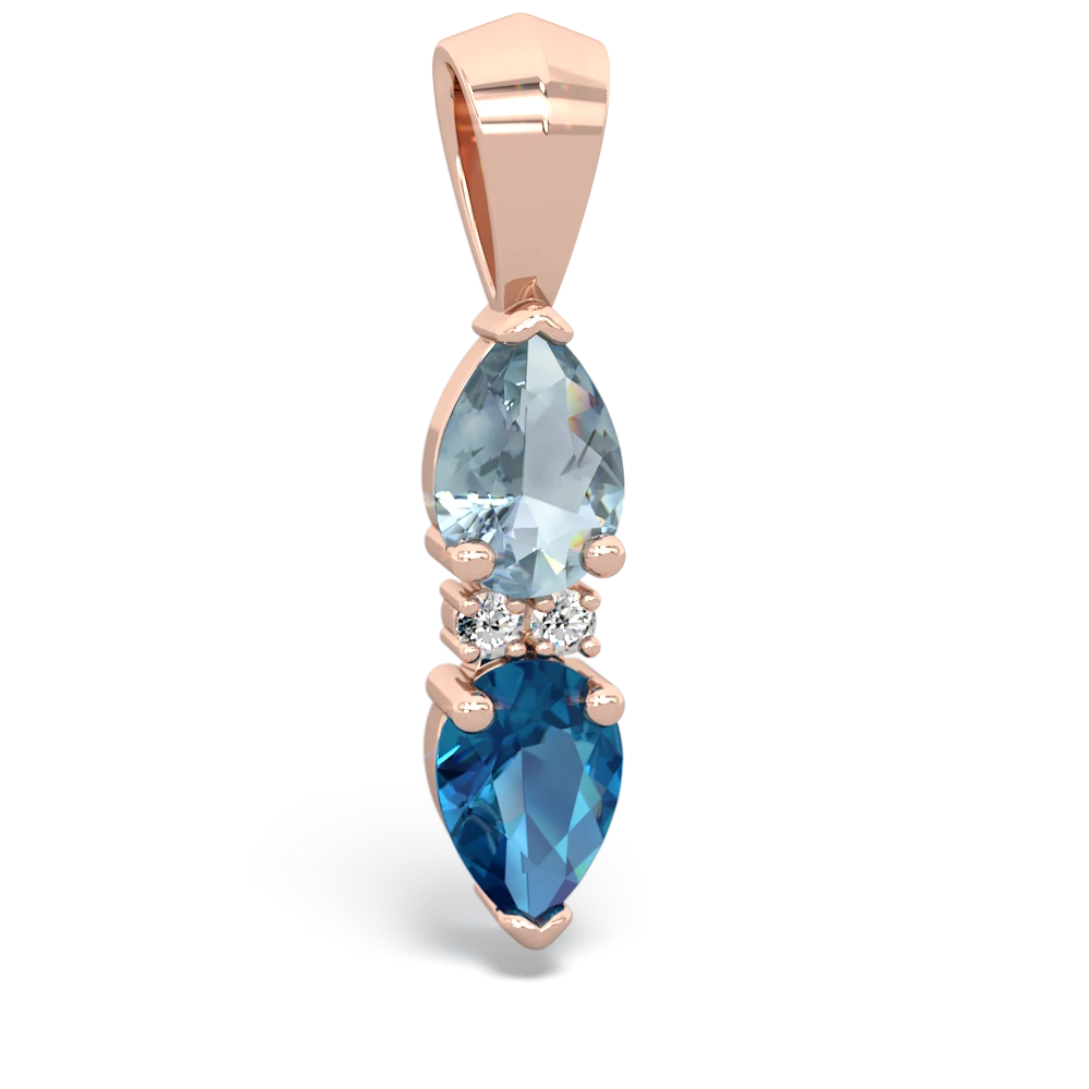 Aquamarine Bowtie Drop 14K Rose Gold pendant P0865