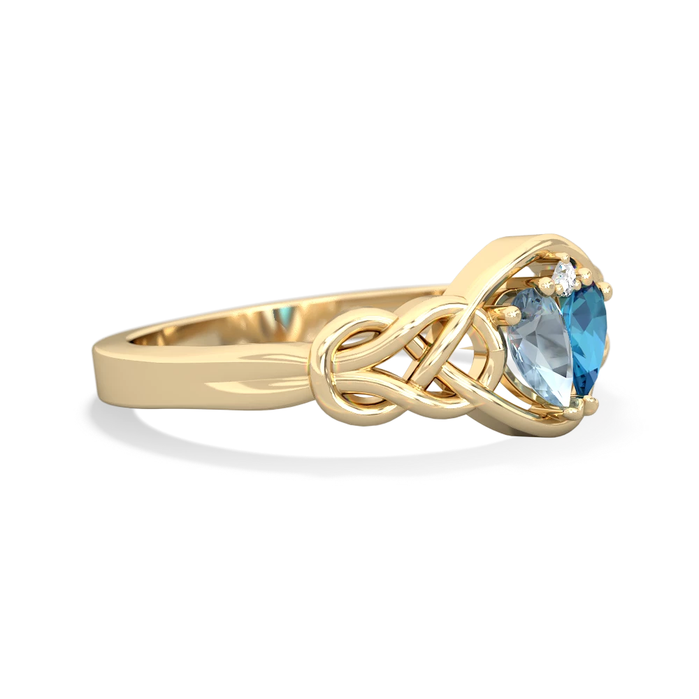 Aquamarine Celtic Love Knot 14K Yellow Gold ring R5420