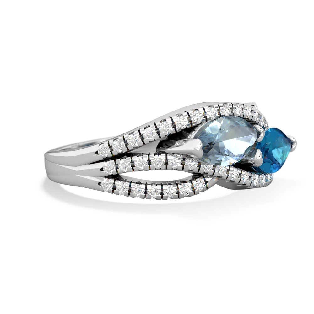 Aquamarine Diamond Rivers 14K White Gold ring R3070