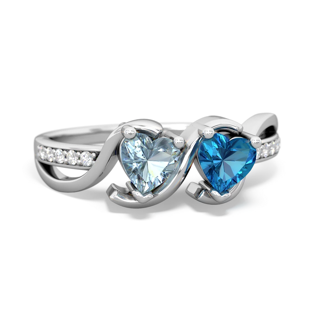 Aquamarine Side By Side 14K White Gold ring R3090