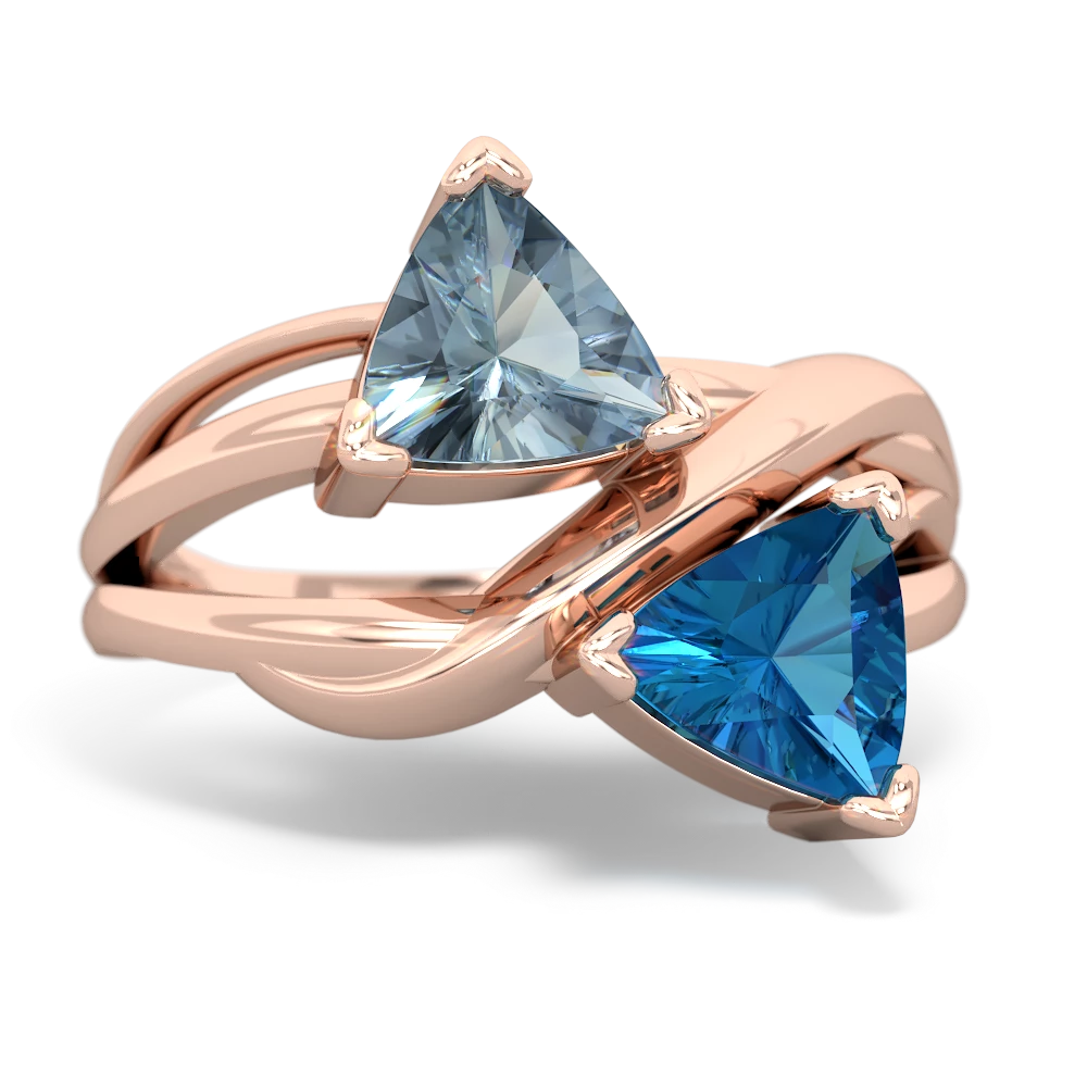 Aquamarine Split Band Swirl 14K Rose Gold ring R2341