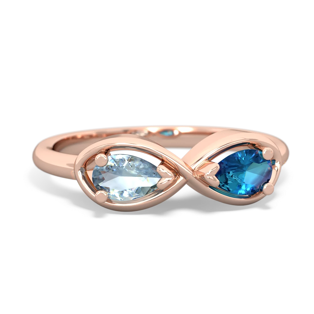 Aquamarine Infinity 14K Rose Gold ring R5050