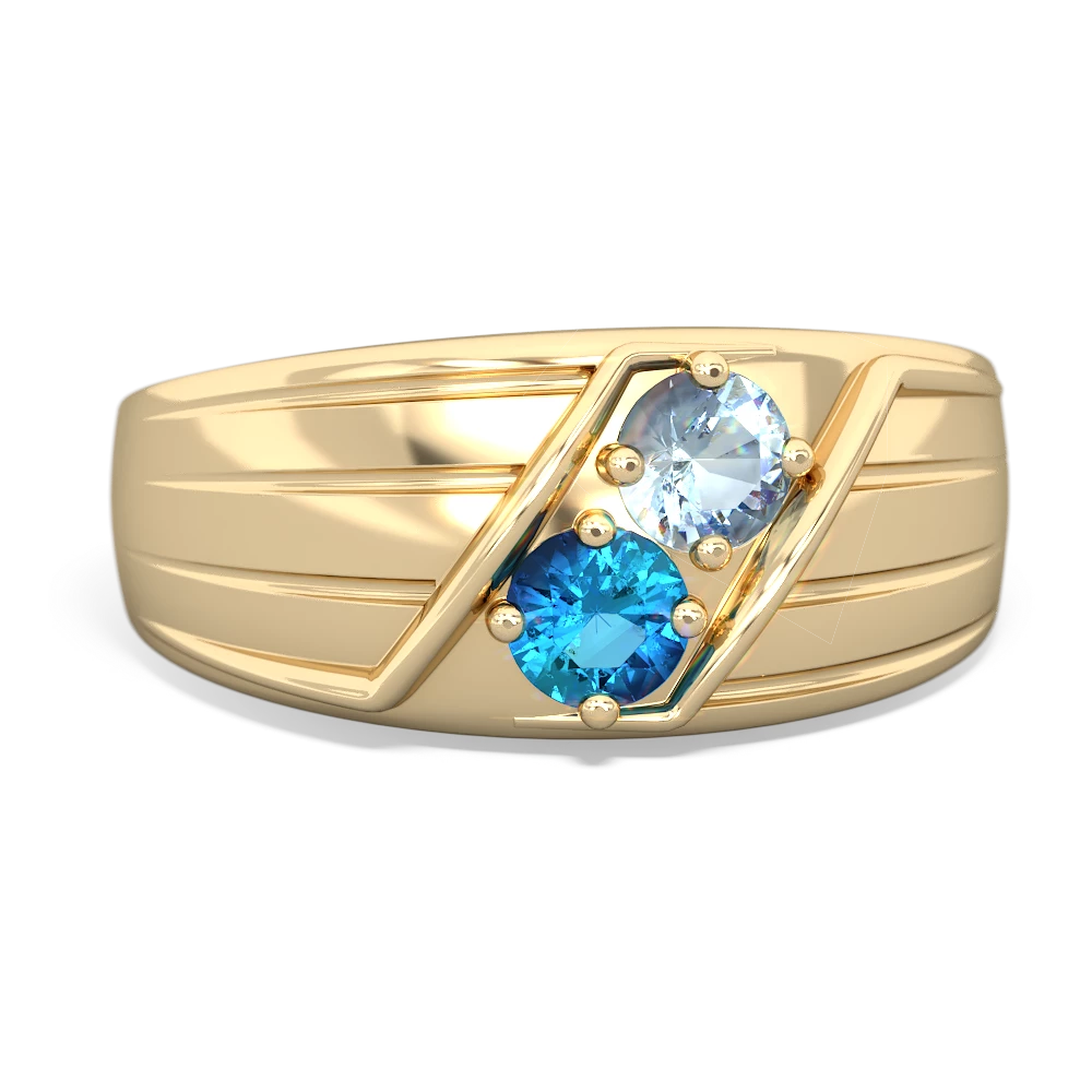 Aquamarine Men's Streamline 14K Yellow Gold ring R0460