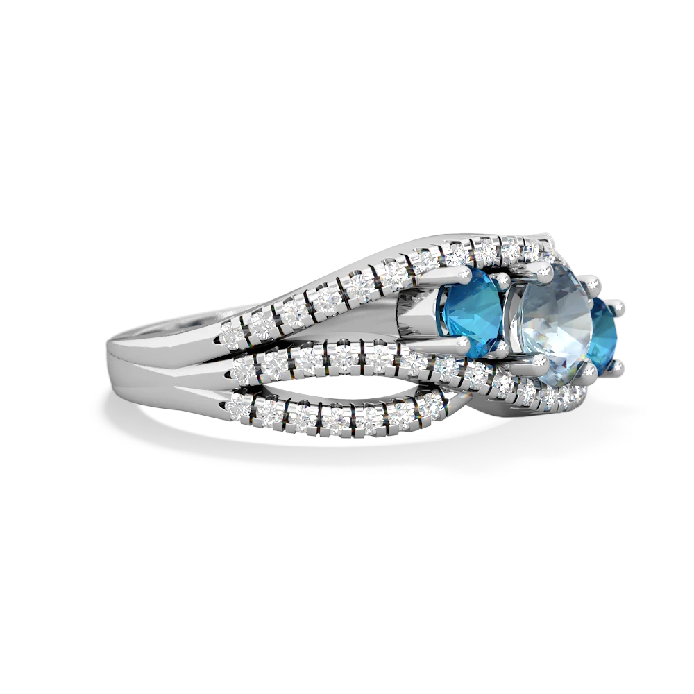 Aquamarine Three Stone Aurora 14K White Gold ring R3080