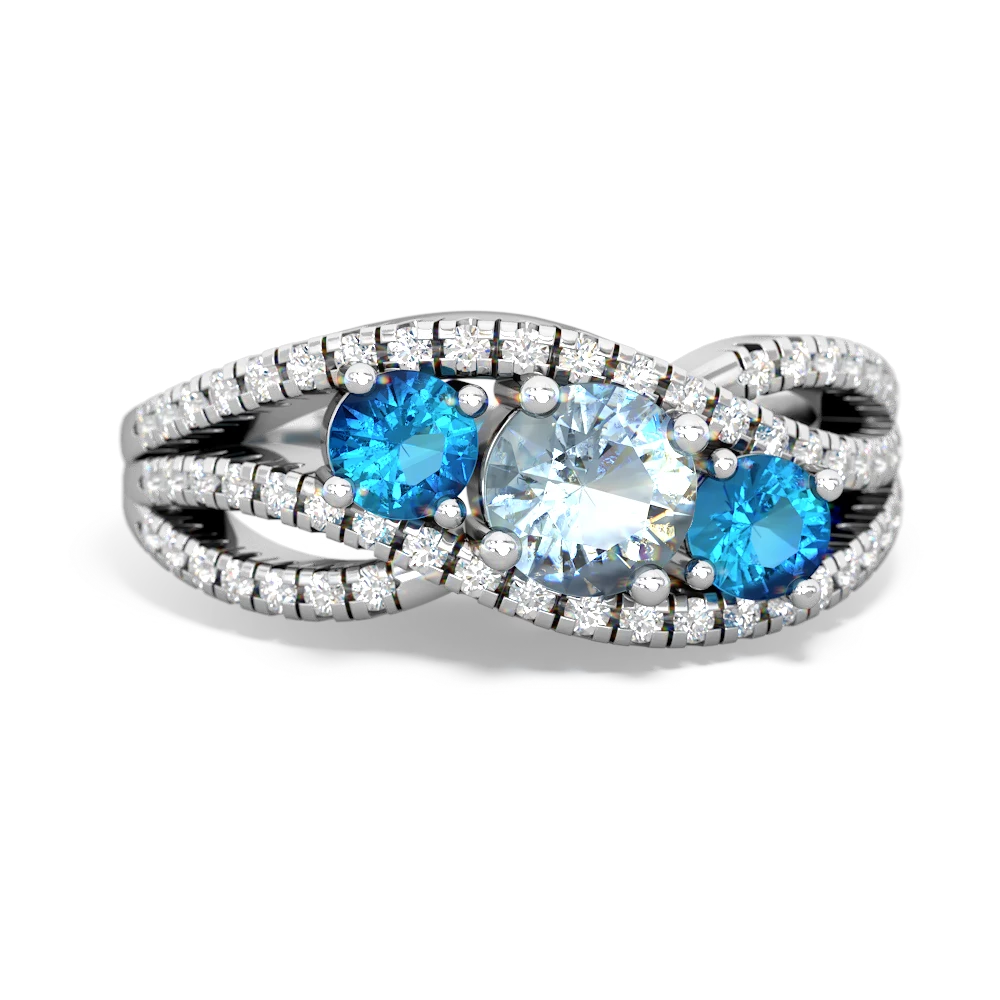 Aquamarine Three Stone Aurora 14K White Gold ring R3080