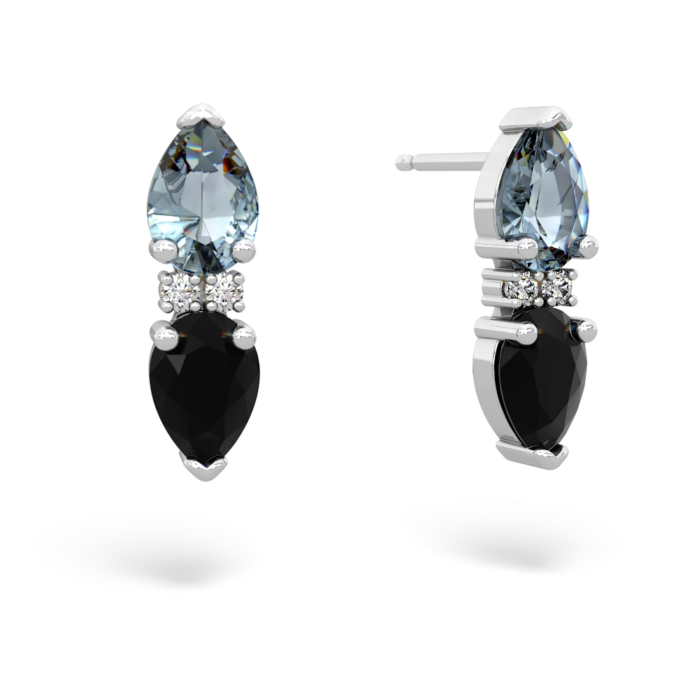 Aquamarine Bowtie Drop 14K White Gold earrings E0865