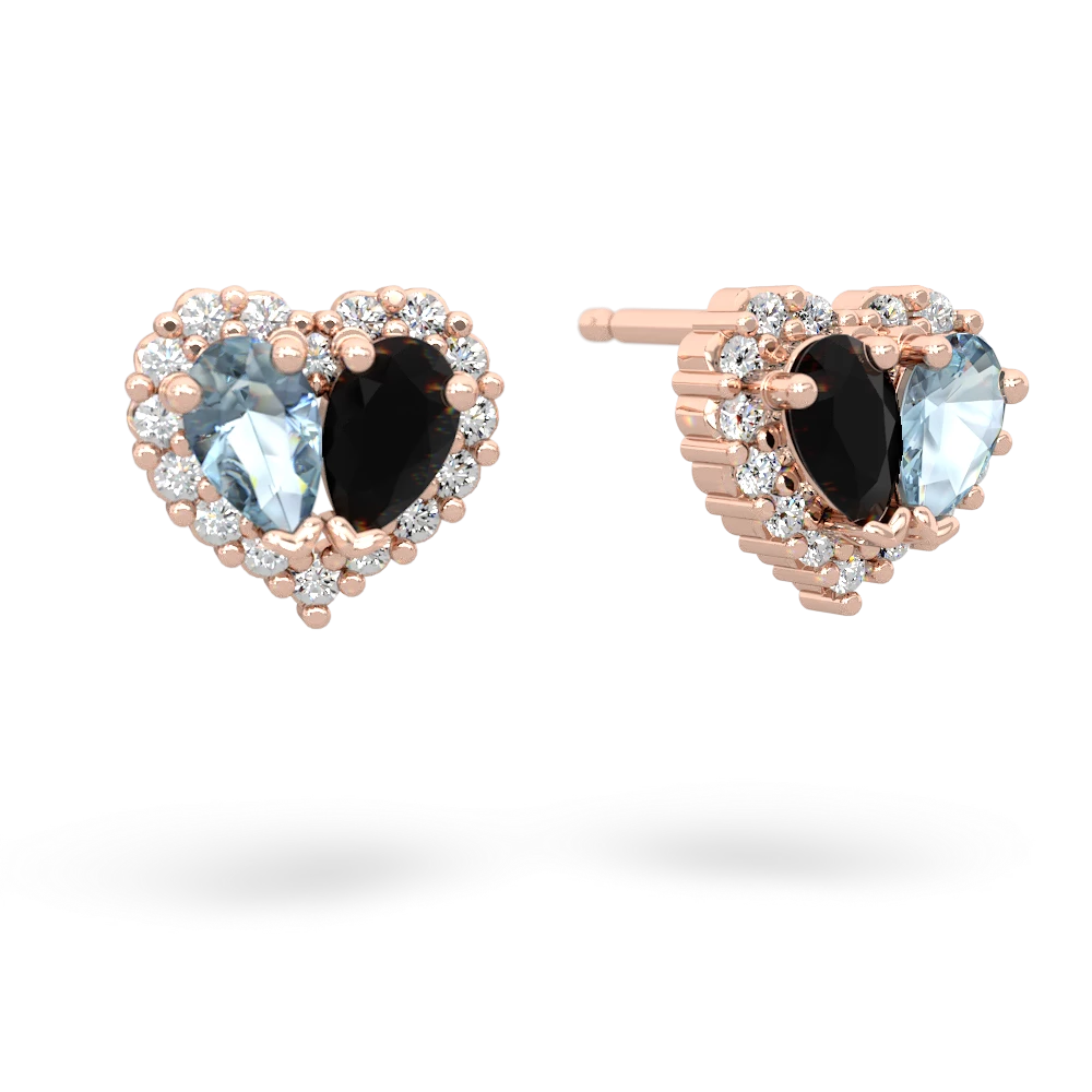 Aquamarine Halo 14K Rose Gold earrings E7008