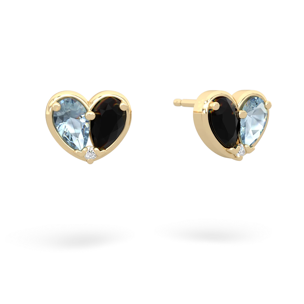 Aquamarine 'Our Heart' 14K Yellow Gold earrings E5072