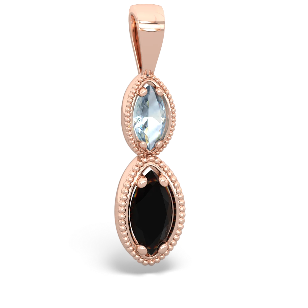 Aquamarine Antique-Style Halo 14K Rose Gold pendant P5700