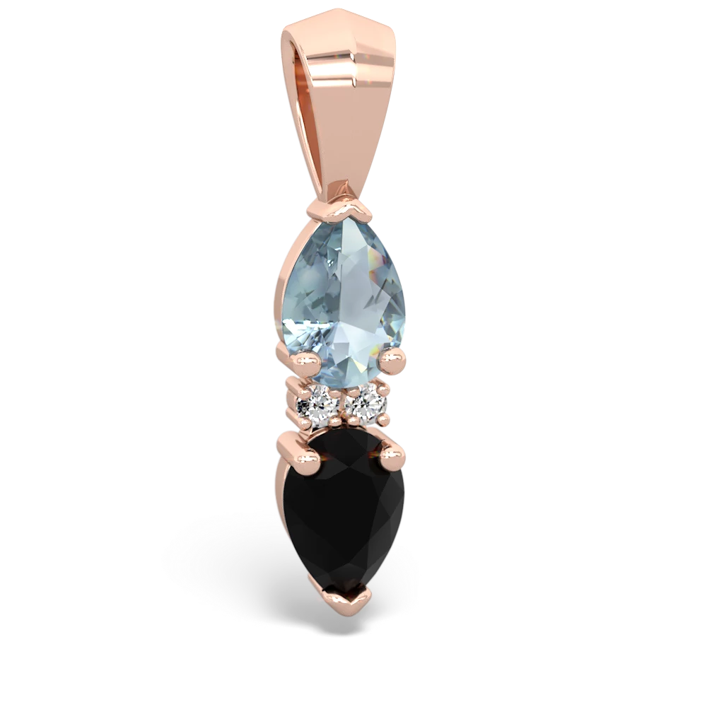 Aquamarine Bowtie Drop 14K Rose Gold pendant P0865