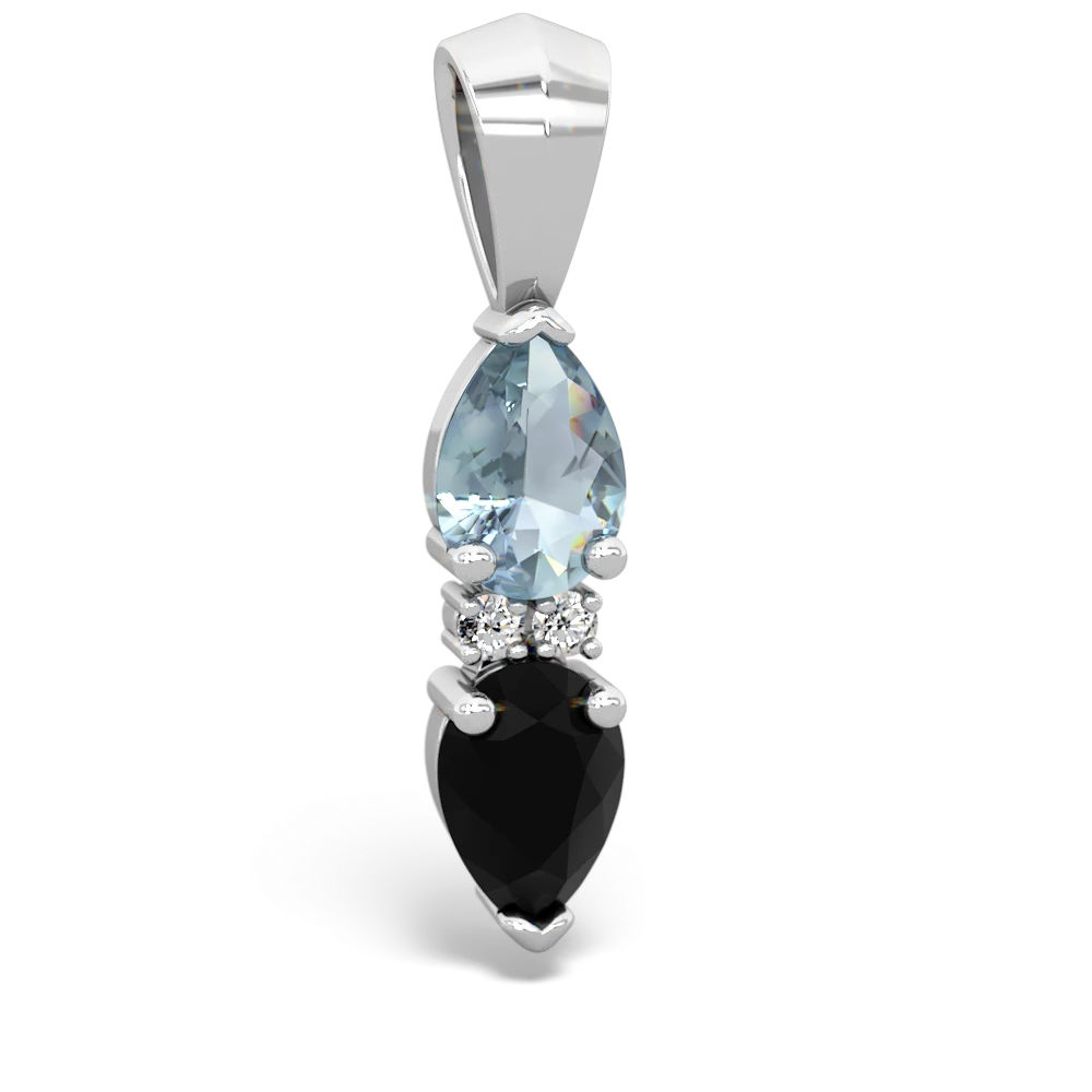 Aquamarine Bowtie Drop 14K White Gold pendant P0865